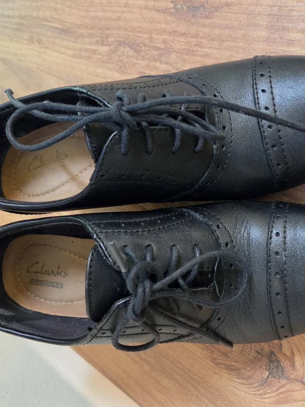 Clarks Black Lace-Up Block Heel Booties